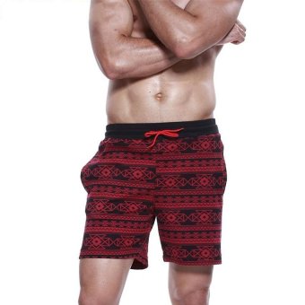 Hot! Leisure brand of mens shorts casual beach boxer trunks sexy man wear baseball male designer men new shorts man wear M(Red) - intl  