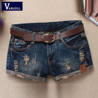 Hot Sale 2017 Summer Shorts Women Vintage Club Denim Shorts Sexy Hip Hop Skull Patch Plus Size Ripped Shorts ?Without Belt? - intl  