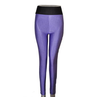 Hot Sale Double AB Color Side Sports Leggings Plus Size Slim Workout Fitness Elastic Stretch Gym Women Punk Yoga Pants Purple - intl  