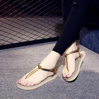 Hot Sale Fashion Girl and Women's Toe Clip Shoes Beach Flip Flop Sandals-Gold(E926) - intl  