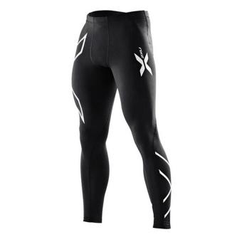 Hot Sale Men's Trousers Slim Fit Fitness Pants Casual Compression Tight Long Pants Black Trousers M(Silver) - intl  
