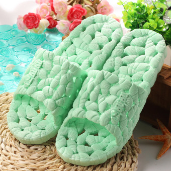 Hot sale Sandals Massage Shoes New Arrival Flip Flops bathroom Slipper Casual Lovers Indoor Slipper Hollow leaking slip conch Home Slippers For Women (green)  