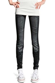 Hotyv Fashion Women Skinny Pants Imitated Jeans Printing Leggings HPT004-3 Black  
