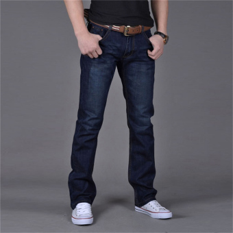 Hotyv Korean Fashion Straight Long Jeans Pants HPT039 Dark Blue  