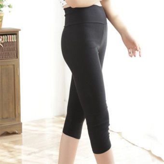 Hotyv Korean Fashion Women Elastic High Waist Capri Pants HPT017 Black - Intl  