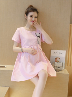 Hotyv Korean Style Short Sleeve Maternity Dress HMDRESS021 Pink - intl  