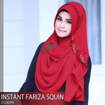 HQo Hijab Jilbab Kerudung Pashmina Instan Fariza Squin - Merah  