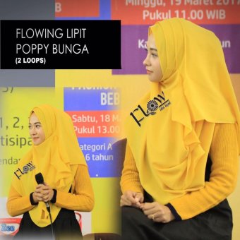 HQo Hijab Kerudung Jilbab Pashmina Instan Flowing Lipit Original By Flow Idea - Kuning  