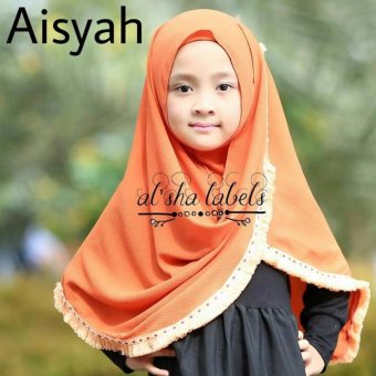 HQo Kerudung Hijab Jilbab Pashmina Instan Anak Aisyah - Oranye  