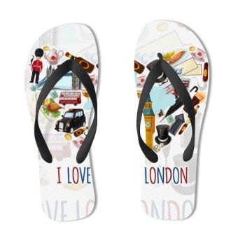 I Love London Vintage Illustration Flip Flops Design Fashion Slippers Durable Rubber Easy Slip-on Lifestyle Sandals - Intl  