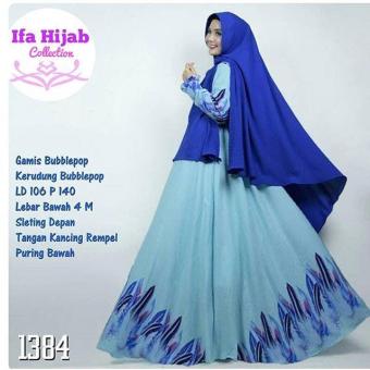 Ifahijab Gamis Syari polos bawah daun Biru Benhur  