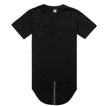 Ilife Store 2015 Black White T Shirt Tyga Hot Sale XXL Long Back Zipper Streetwear Swag Man Hip Hop Skateboard T-shirt Top Tees Men Clothing Black  