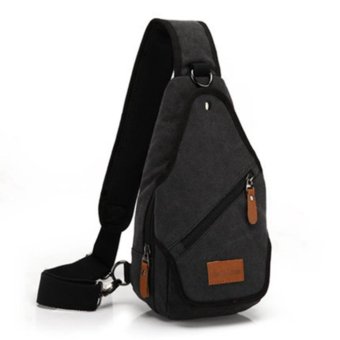 Canvas Men's Corset Male Shoulder Skew Cross Leisure Small Chest Canvas Male Backpack - intl