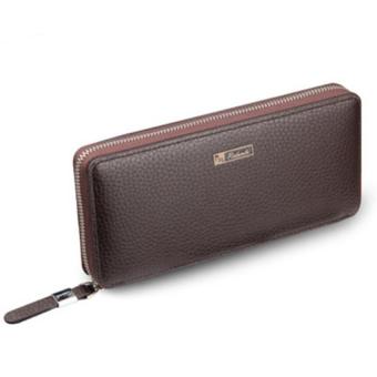Man's Long Wallets Leather Zipper Business Cultch Purse Bag MWT1382-3 (brown) - Intl