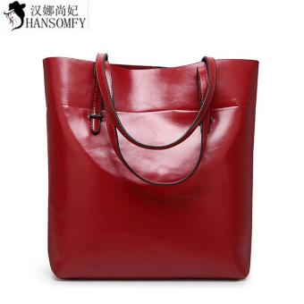 Lan-store Premium Quality Female Tote Bag Series--2017 New High Quality Leather Women Shoulder Bag Fashion Brand Designer Bucket Bag Large Capacity Top-handle Bags Tote Bag (Wine Red) - intl
