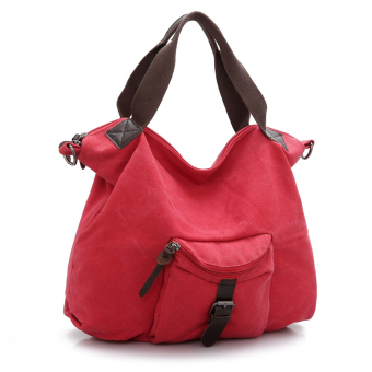 Gadis wanita berkapasitas besar kanvas tas Travel tas selempang tas bahu tas Messenger (merah) - International - International