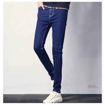 QQ Men's tight jeans Retro Blue - intl