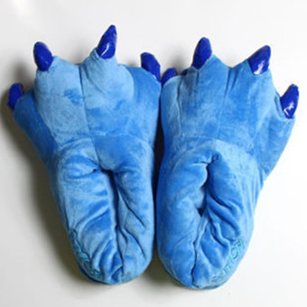 4ever 1 Pairs of Children Winter Warm Soft Home Slippers Animal Paw Claw Plush Shoes Christmas Gift (Blue) - intl