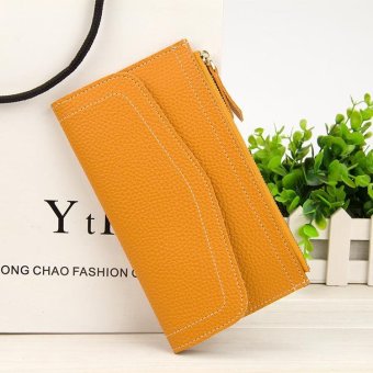 Victory Woman Han edition Wallet Long Zipper multi-function Mobile wallet(Yellow) - intl