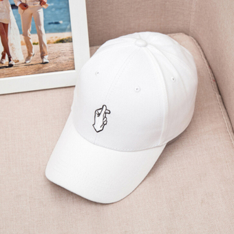Fashionable Retro Korea Love Finger Snap Hat Cap Adjustable Size Baseball Cap (White) - intl