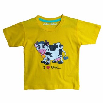 Toylogy Baju Kaos Anak Sablon Sapi ( I Love Moo Shirt ) - Yellow