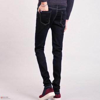 QQ Men's tight jeans Retro Black - intl