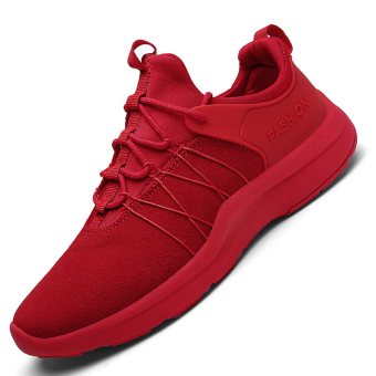 Seanut Man's Fashion Sneakers Sport Casual Breathable Comfortable Shoes (Red)