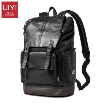 UIYI Fashion Men Black Backpack Leather Bag Men Travel Backpack Laptop Famous Brands High Quality Male Backbag #UYB16019 - intl