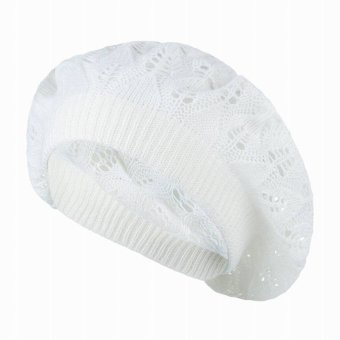 GEMVIE Fashion Ladies Women Casual All-match Crochet Wool Knitting Cap Stylish Female Beret Hat (White) - intl