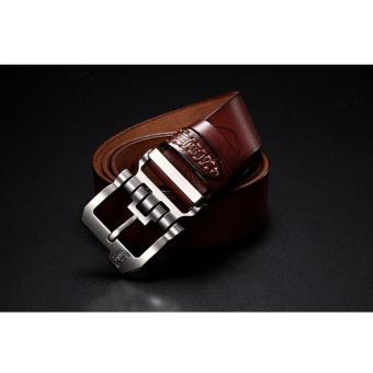 2017 Designer High Quality Luxury Brand Genuine Leather Buckle Pin Belts For Men Business Casual Men Belts 120CM(Dark Brown) - intl