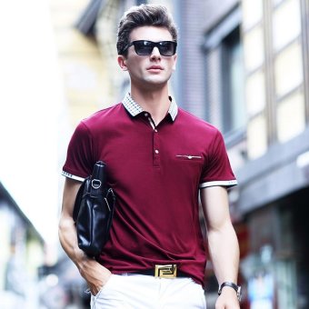 New men's polo shirt high quality summer brand solid polo shirt Casual Cotton Men Polo for men camisa polo brand clothing (Red) - intl