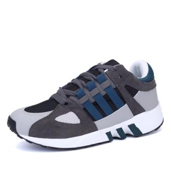 Men and Women's Couple Platform Increase Running Sneakers Fashion Lace Up Color Blocking Mesh Breathable Adidas Sports Shoes(Blue) - intl