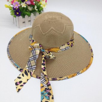 GEMVIE New Fashion Women Summer Beach Hat Ladies Outdoors Visors Wide Brim Sun Hat (Khaki) - intl