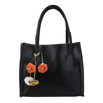 niceEshop NiceEshop(TM) Large Capacity Candy Color PU Leather Ladies Handbag Tote Bag Black - intl
