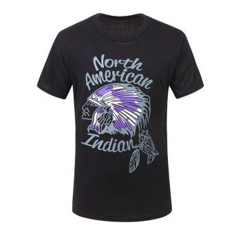 Nicture American Indian Cotton T-shirt O-neck Short sleeve Top Tes(Black)- Intl