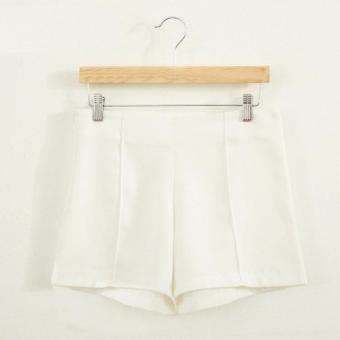 C1S Girls High Waist Solid Shorts(White)