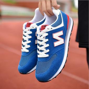 QQ Korean version of the trend of N letter sports shoes Blue - intl