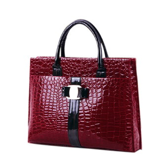 Amart Lady Crocodile Pattern Handbag PU Leather Shoulder Bag Red - intl