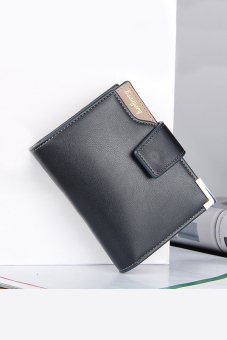 BAELLERRY Unique Trifold Men's Wallet Short Design Hasp Purse Men Business Cash Clip Blue