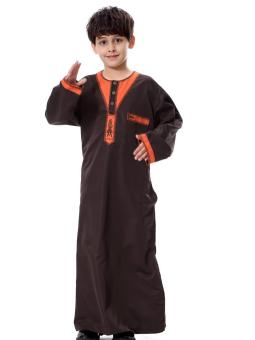 Newest Muslim Boys National Costume Arab T-Shirts Judas Teenagers Robes Style Clothing - Coffee - intl