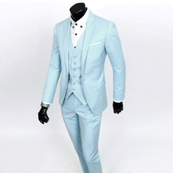 Jaket Kulit - Setelan Jas Pria Trend Fashion - Biru Silver