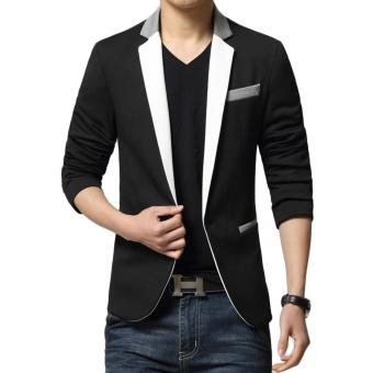 Gallery Fashion - Blazer casual pria model kombinasi hitam silver putih - 112