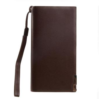 BUYINCOINS Men's Leather Wallet Bifold ID Card Holder Purse Checkbook Long Clutch Billfold Coffee - intl