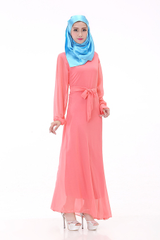 ZUNCLE Muslim Women chiffon summer dress, gown(Pink)
