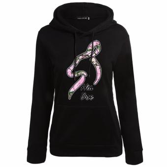 Fancyqube New Chic High Quality WOMen's Fashion Printing deer Male Casual Men Sweater Hooded Black - intl