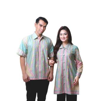 Oktovina-HouseOfBatik Set Hem & Tunik Katun - Batik Couple HTKC-14A - Hijau Pink