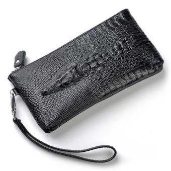 BRIGGS Crocodile Embossed Genuine Leather Clutch Bag B-120 (Black)