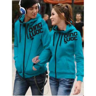 Sweater Couple Zipper Qing turkis Blue