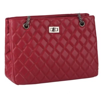 360DSC Women Love Fashion Soft PU Leather Quilting Handbag Chain Strap Shoulder Bag Crossbody Bag - Red- INTL