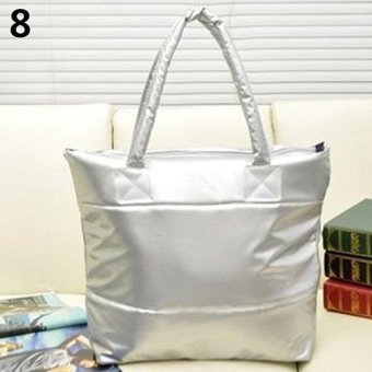 Broadfashion Women Korean Style Space Bale Cotton Tote Casual Shoulder Bag Handbag (Silver) - intl